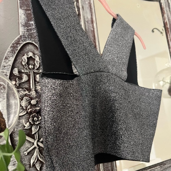 A.L.C. Ali Silver metallic Knit Crop Top Size Small Celebrity Style - Picture 3 of 5